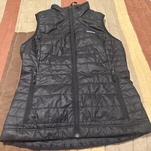 Patagonia Goose Down Zip Up Nano Puffer Vest Jacket Womens Size XS Black